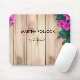 Rosa Blume, Braunholz Mousepad