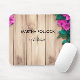 Rosa Blume, Braunholz Mousepad