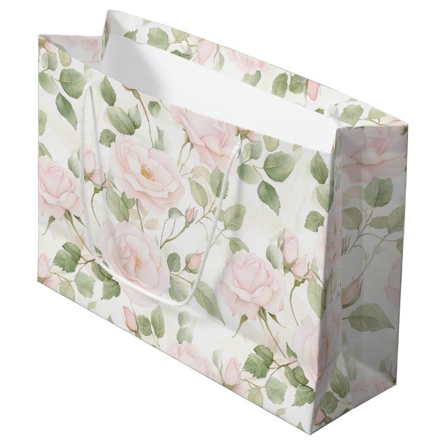 Rosa Blume Brautparty Große Geschenktüte (Vorderseite Schrägansicht)