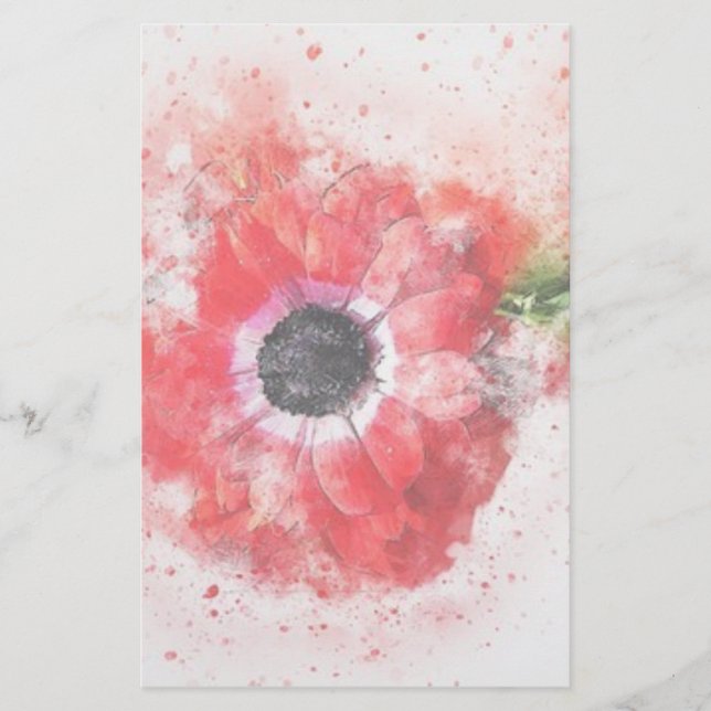 Rosa Blume Briefpapier (Vorderseite)
