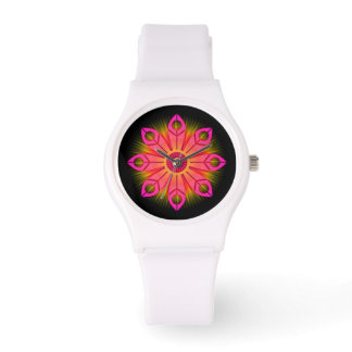 Rosa Blume Burst Armbanduhr