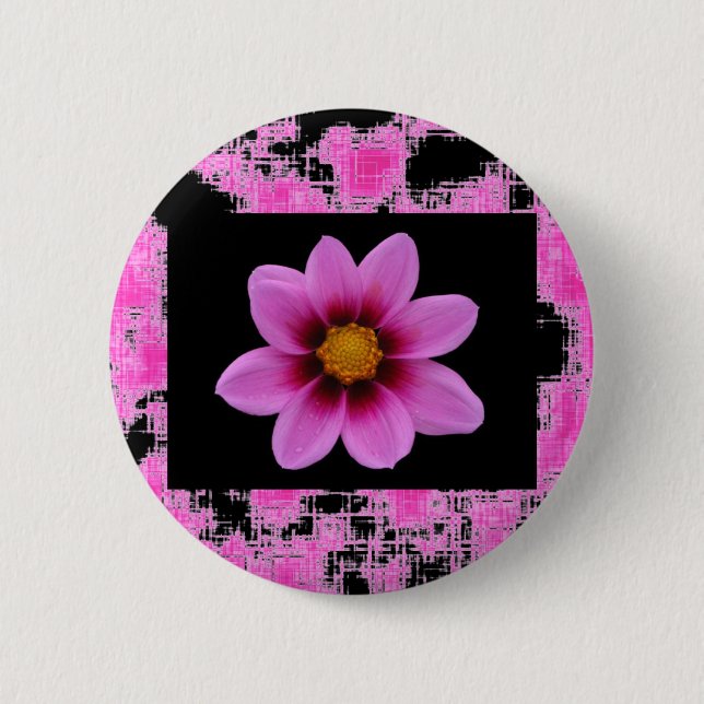 Rosa Blume Button (Vorderseite)