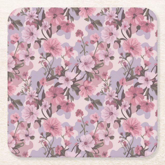 Rosa Blume Camouflage Untersetzer Set (Vorderseite)