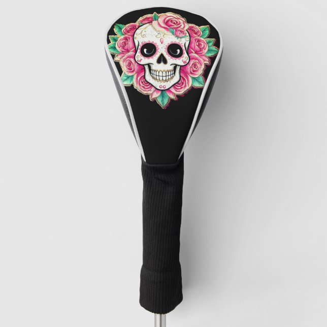 Rosa Blume Coquette Blumenstrauß Rose Skelett Golf Headcover (Vorderseite)