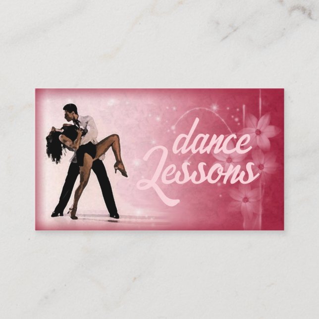 Rosa Blume Couple Dance Studio Business Card Visitenkarte (Vorderseite)