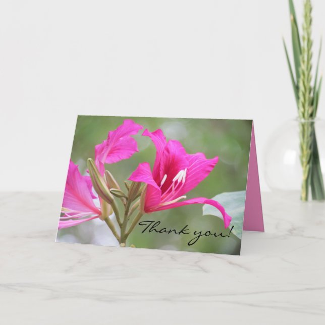 Rosa Blume danken Ihnen Dankeskarte (Vorderseite)