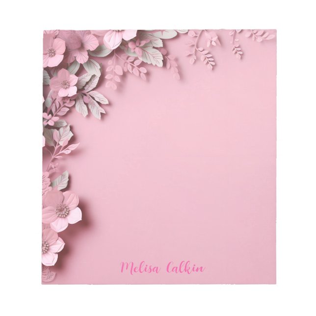 Rosa Blume Dekoration mit rosa Hintergrund Notizblock (Vorderseite)