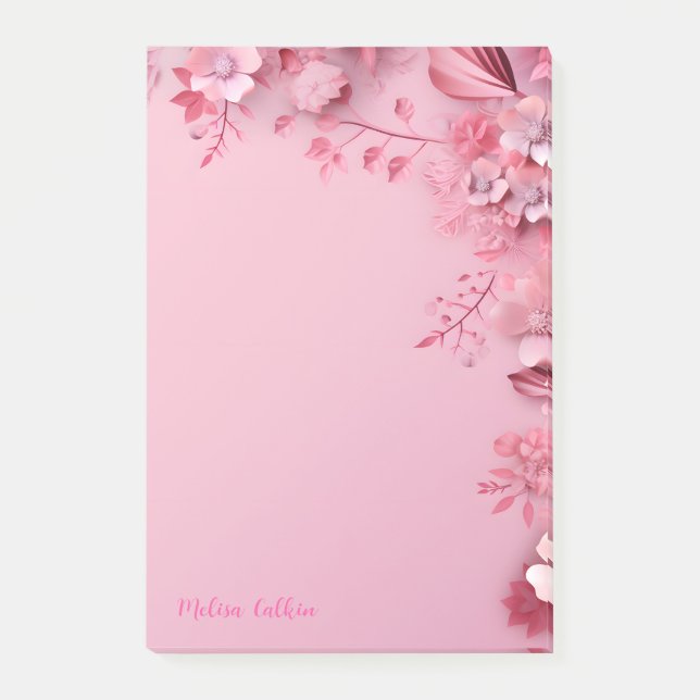 Rosa Blume Dekoration mit rosa Hintergrund Post-it Klebezettel (Vorderseite)