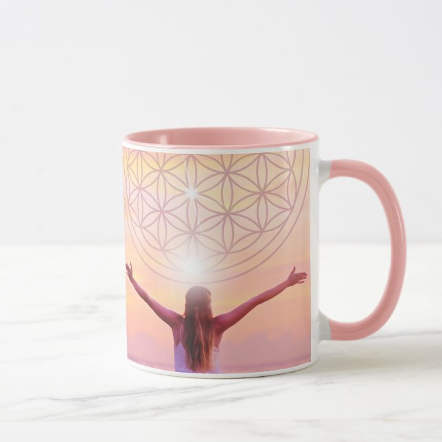 Rosa Blume der Tasse des Lebens - Empowerment des  (Rechts)