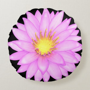 Rosa Blume der Wasserlilie Rundes Kissen