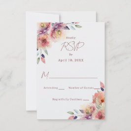 Rosa Blume, die RSVP-Antwortkarte hochladen RSVP Karte