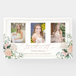 Rosa Blume Drei Fotos Kalligrafie Abschluss Banner