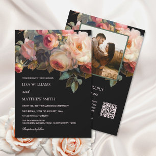 Rosa Blume Dunkle Blumen Foto Hochzeit Einladung