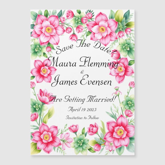 Rosa Blume dünne Magnetkarte Magneteinladung (Vorderseite)