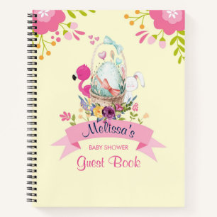 Rosa Blume, Ei, Flamingo & Bunny Watercolor Notizbuch