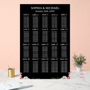Rosa Blume Einfache Hochzeitssitzkarten Acrylschild