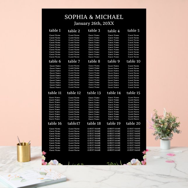 Rosa Blume Einfache Hochzeitssitzkarten Acrylschild (Hochzeit)