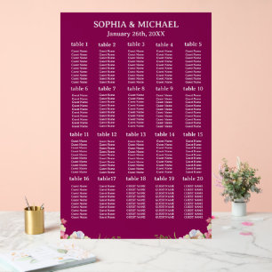 Rosa Blume Einfache Hochzeitssitzkarten Acrylschild