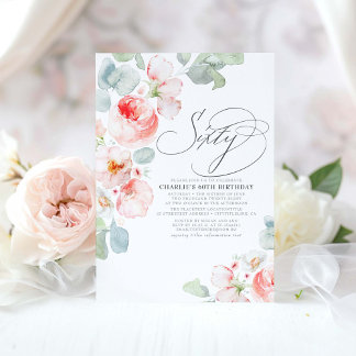 Rosa Blume Elegant Boho Sechzig - 60. Geburtstag Einladung