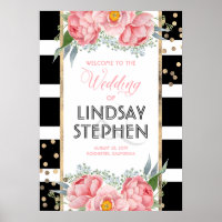 Rosa Blume Elegante Schwarze Streifen Hochzeit Wil