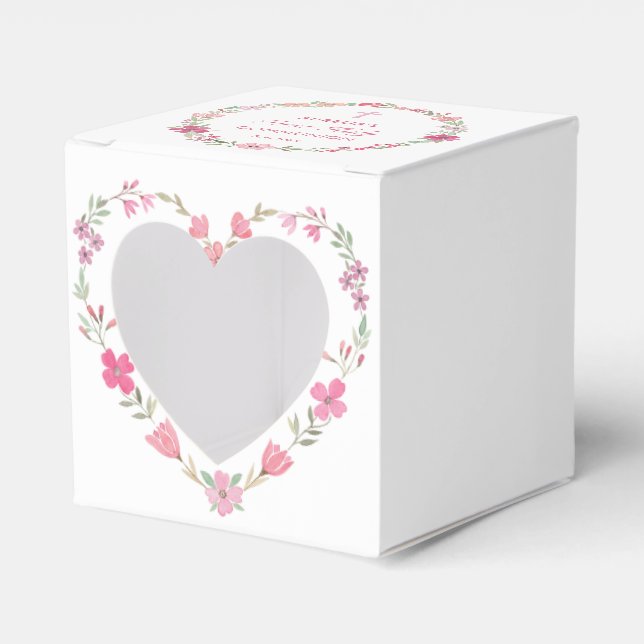 Rosa Blume Erste Kommune Herz Geschenkschachtel (Vorderseite)