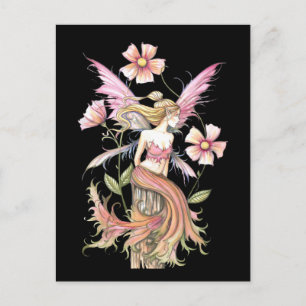 Rosa Blume Fairy Art Postkarte