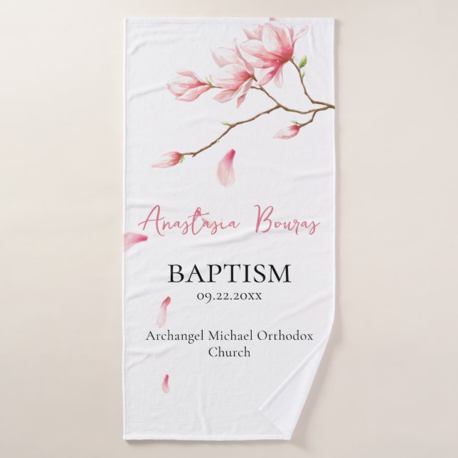 Rosa Blume Fallende Petalen Orthodoxe Taufgift Badehandtuch (Badehandtuch)