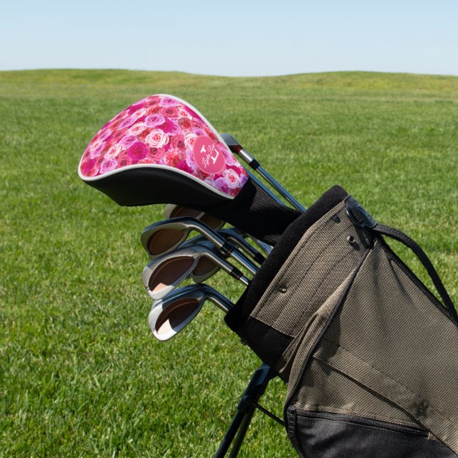 Rosa Blume Farbtöne Rosa Blütenfarben Personalisie Golf Headcover (In SItu)