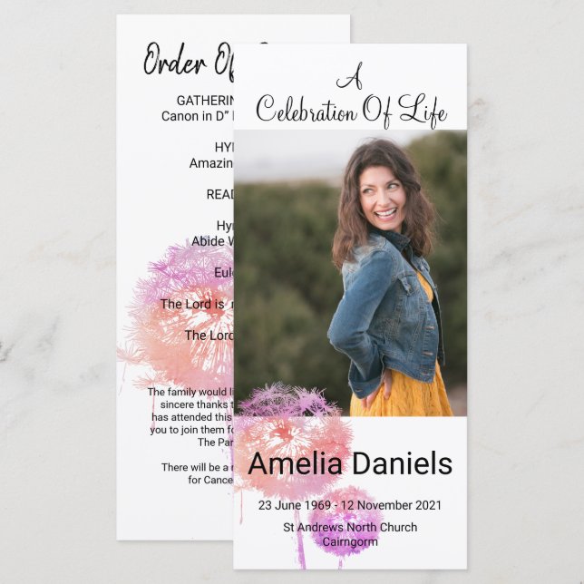 Rosa Blume Feier des Lebens Fotokarte (Vorne/Hinten)