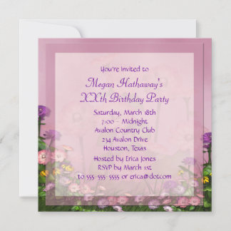 Rosa Blume Feld beliebig Zahl Geburtstagsvorlage Einladung