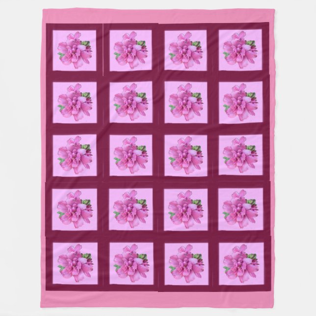 Rosa Blume Fleece Blankon (Vorderseite)