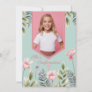 Rosa Blume Foto Bestätigung Einladung