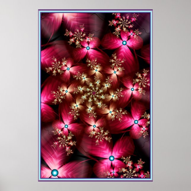 Rosa Blume Fraktal Poster (Vorne)