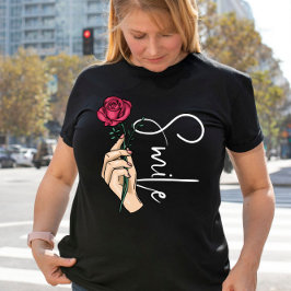 Rosa Blume für ein Lächeln niedliches motivierend  T-Shirt