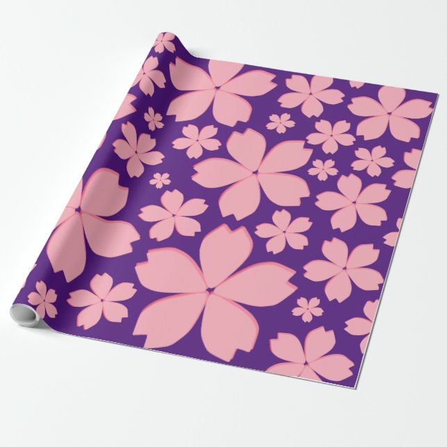 Rosa Blume für Lila Schleifpapier Geschenkpapier (Ungerollt)