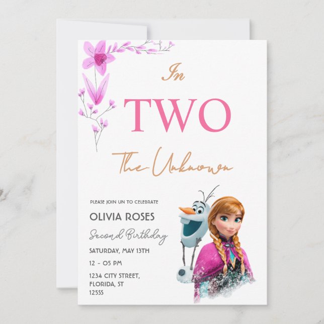 Rosa Blume Geburtstag für Kinder Einladung (Vorderseite)