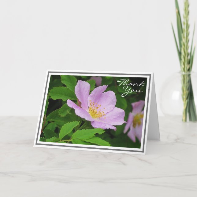 Rosa Blume gegen grüne Folien Karte (Vorderseite)