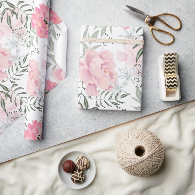 Rosa Blume Geschenkpapier (Kunsthandwerk)