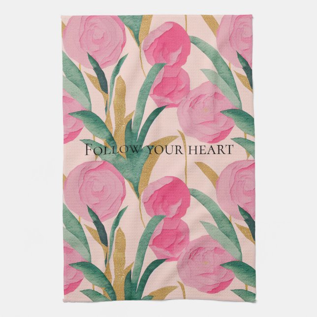 Rosa Blume Geschirrtuch (Vertikal)