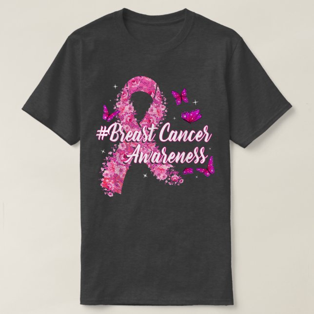 Rosa Blume Gesunde Brust T-Shirt (Design vorne)