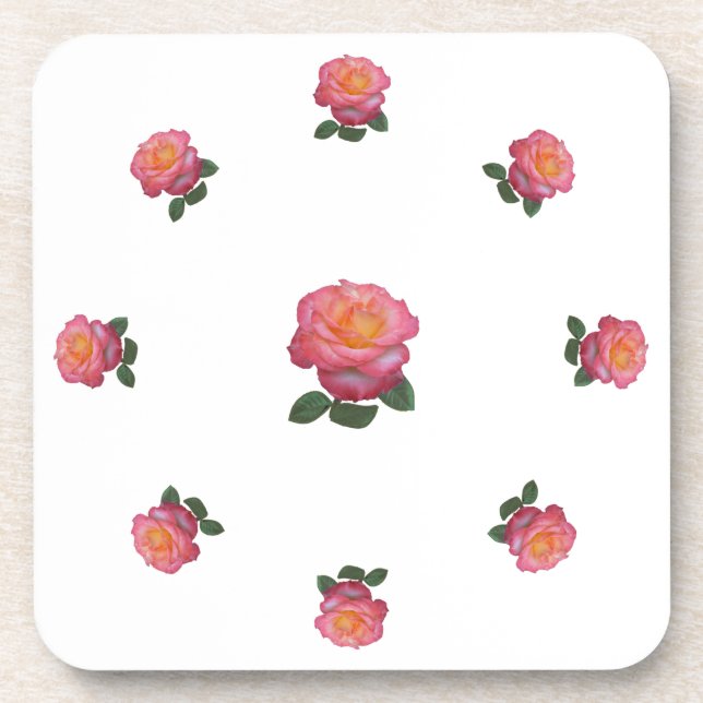 Rosa Blume Getränkeuntersetzer (Vorderseite)