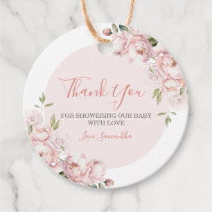 Rosa Blume Girl Baby Shower Baby in Bloom Geschenkanhänger