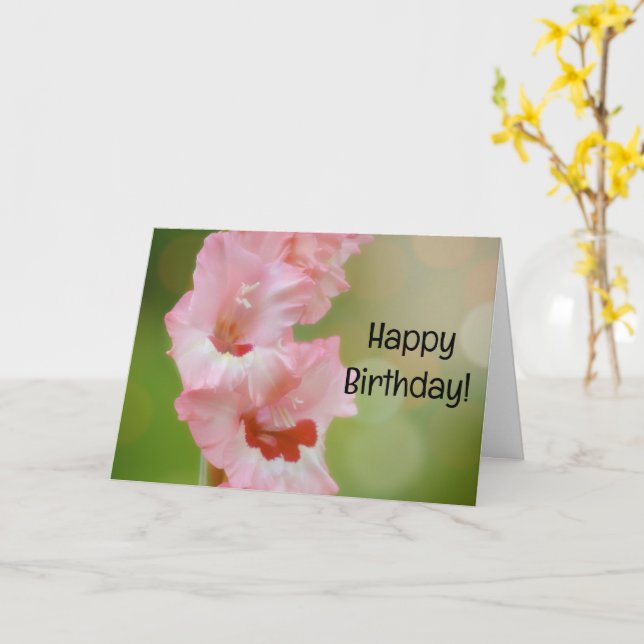 Rosa Blume Gladiolus Garden Geburtstag Karte (Gelbe Blume)