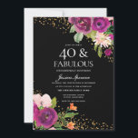 Rosa Blume Glitzer Schwarz 40. Geburtstag Party Einladung<br><div class="desc">Rosa Blume Glitzer Schwarz 40. Geburtstag Party Einladung Siehe Matching Collection in Niche und Nest Store</div>