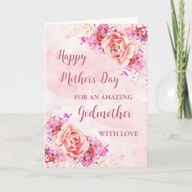 Rosa Blume Godmutter Happy Mother Day Card Karte (Vorderseite)