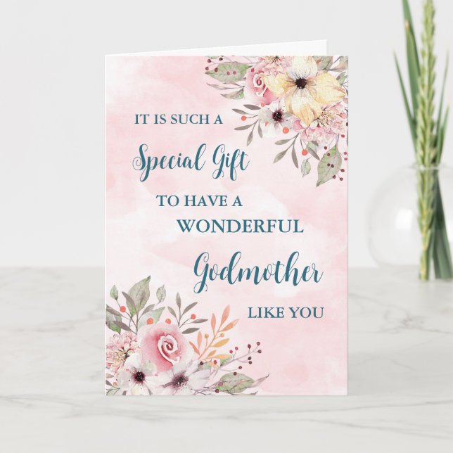 Rosa Blume Godmutter Happy Mother Day Card Karte (Vorderseite)