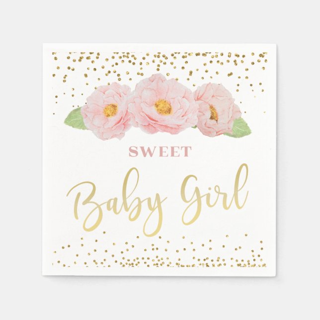 Rosa Blume Gold Confetti Sweet Baby Girl Dusche Serviette (Vorderseite)
