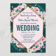 Rosa Blume Gold Trim Emerald Jade Hochzeit