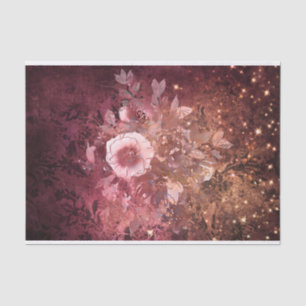 Rosa Blume Gold und Burgund Vintag Seidenpapier