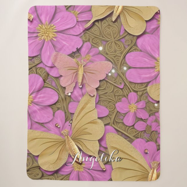 Rosa Blume, Goldbarren und Ihr Name Sherpadecke (Vorderseite)